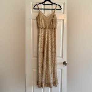 Adrianna Papell | nude/gold beaded dress | Size 4